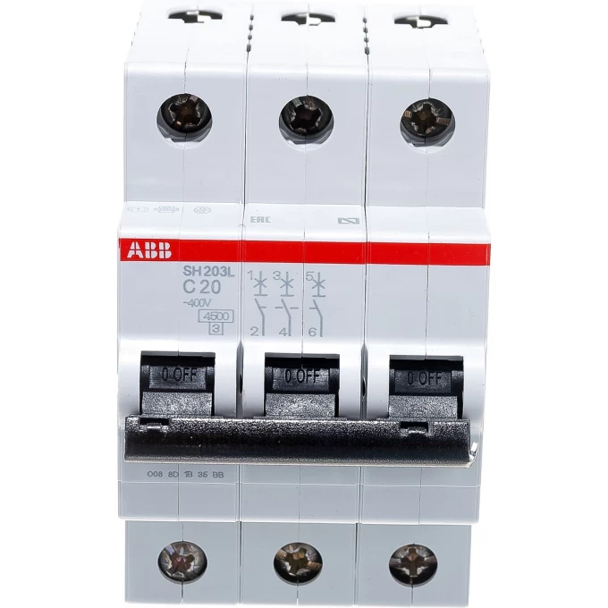 Выключатель автоматический модульный ABB SH203L 3п C 20А 4.5кА C20 2CDS243001R0204