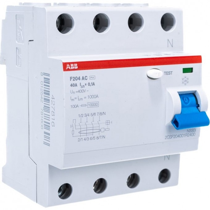Выключатель дифференциального тока (УЗО) ABB 4п 40А 100мА тип AC F204 2CSF204001R2400