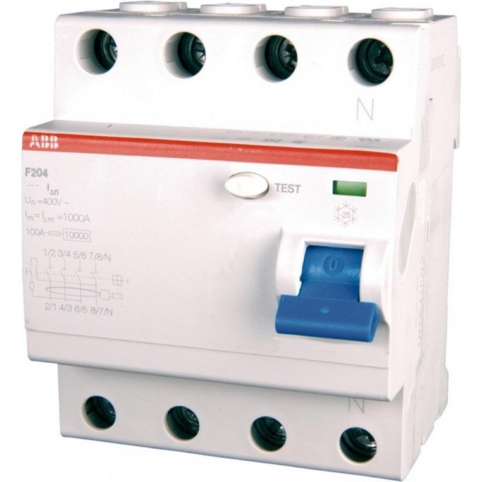 Выключатель дифференциального тока (УЗО) ABB 4п 63А 100мА тип AC F204 2CSF204001R2630